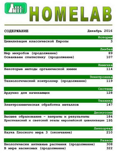 Домашняя лаборатория №12 декабрь 2016