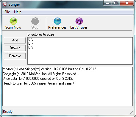 McAfee AVERT Stinger 10.2.0.805