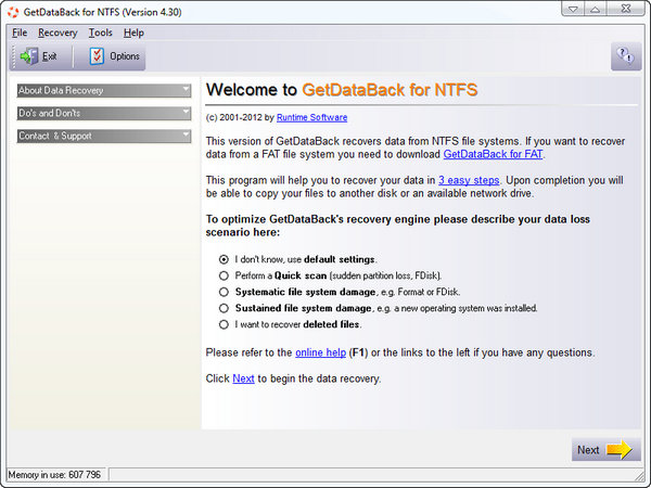 Runtime GetDataBack for FAT/NTFS