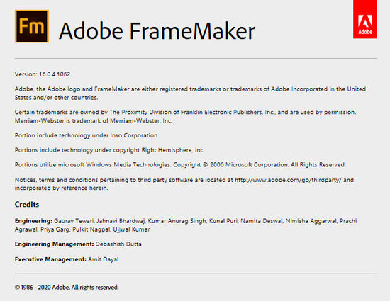 Adobe FrameMaker 2020 16.0.4.1062