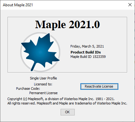 Maplesoft Maple 2021.0