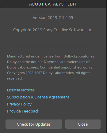 Sony Catalyst Production Suite 2019.2.1