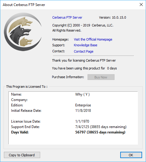 Cerberus FTP Server Enterprise 10.0.15.0