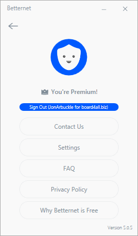Betternet VPN For Windows Premium 5.0.5