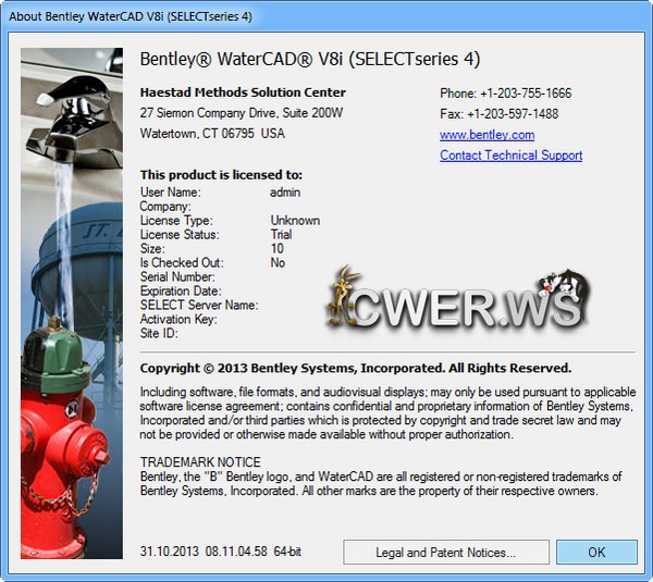 Bentley WaterCAD V8i v8.11.4.58